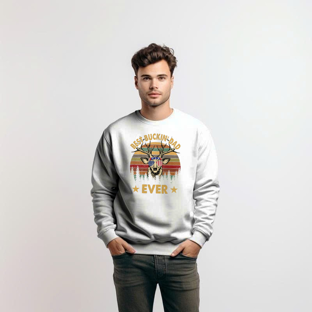 Best Buckin Dad Ever Sweatshirt Deer Hunter Vintage Tees Dads Fathers Day Gifts