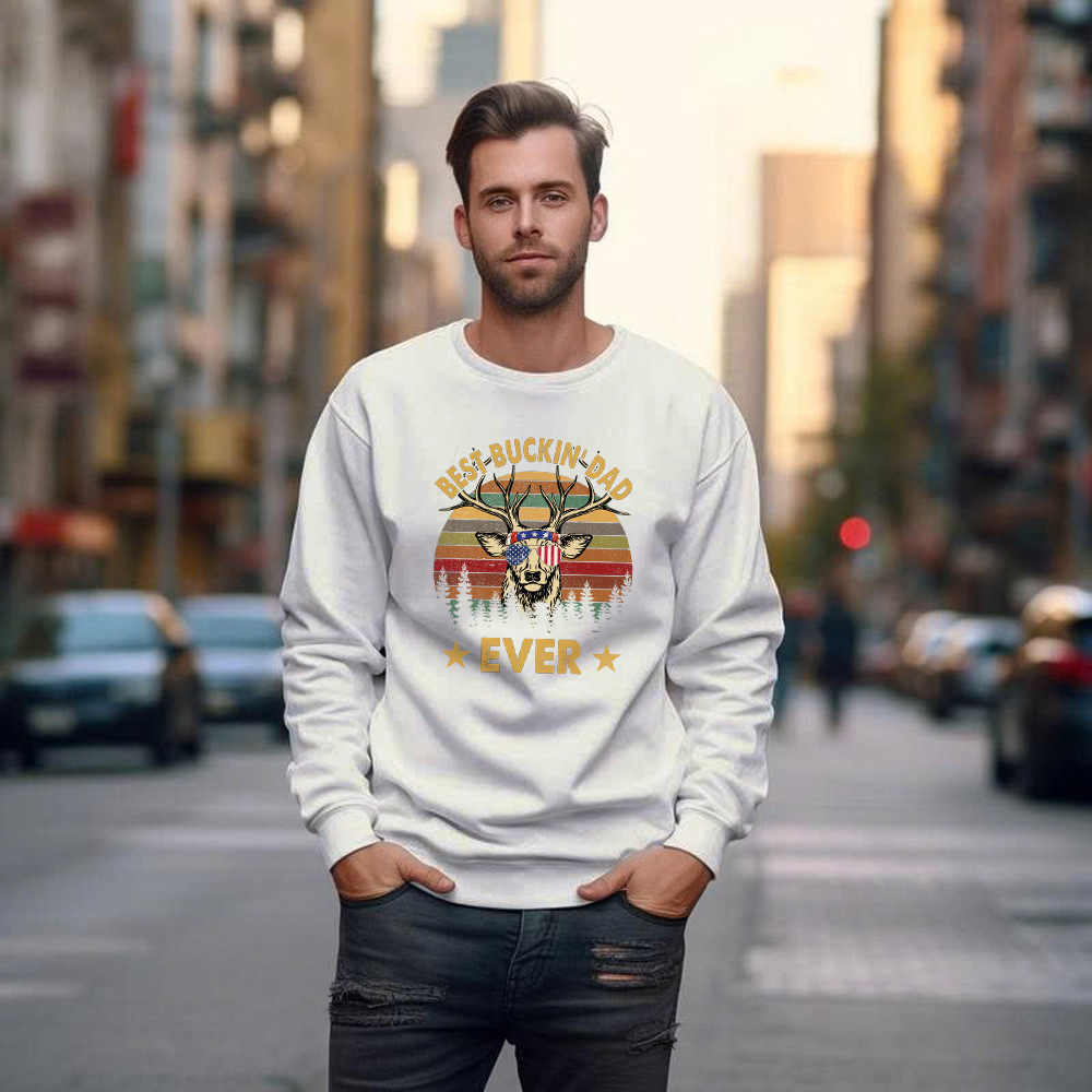 Best Buckin Dad Ever Sweatshirt Deer Hunter Vintage Tees Dads Fathers Day Gifts